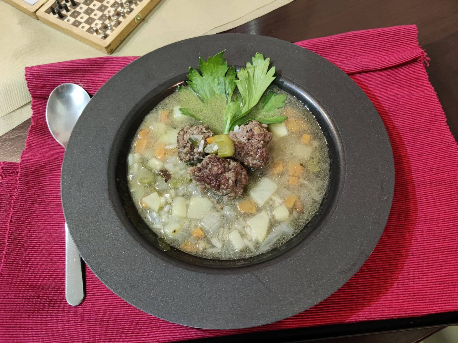 homemade vegetable-soup-beef-meatballs-gluten-free-dairy-free, lactose free